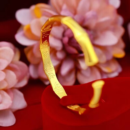 Vietnam Sand Gold Rich Bamboo Bracelet Open Style Light Sand Copper Gold Plated Bracelet Imitation Gold Jewelry Wholesale