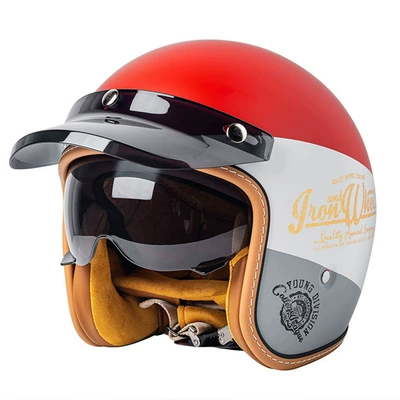 for Foreign Trade, 3/4 Helmet, Motosiklet kaskı (dəbilqə) - mt-5-matte-red-three-colors-3c-certified-with-black-and-white-lenses-m