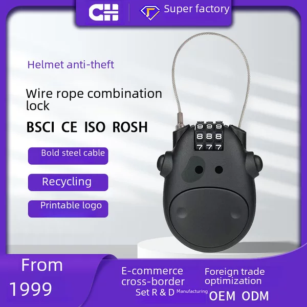 Cross-Border Bicycle and Motorcycle Wire Rope Cow Lock, Retractable Helmet Lock, E-Commerce Cross-Border Preferred Combination Lock