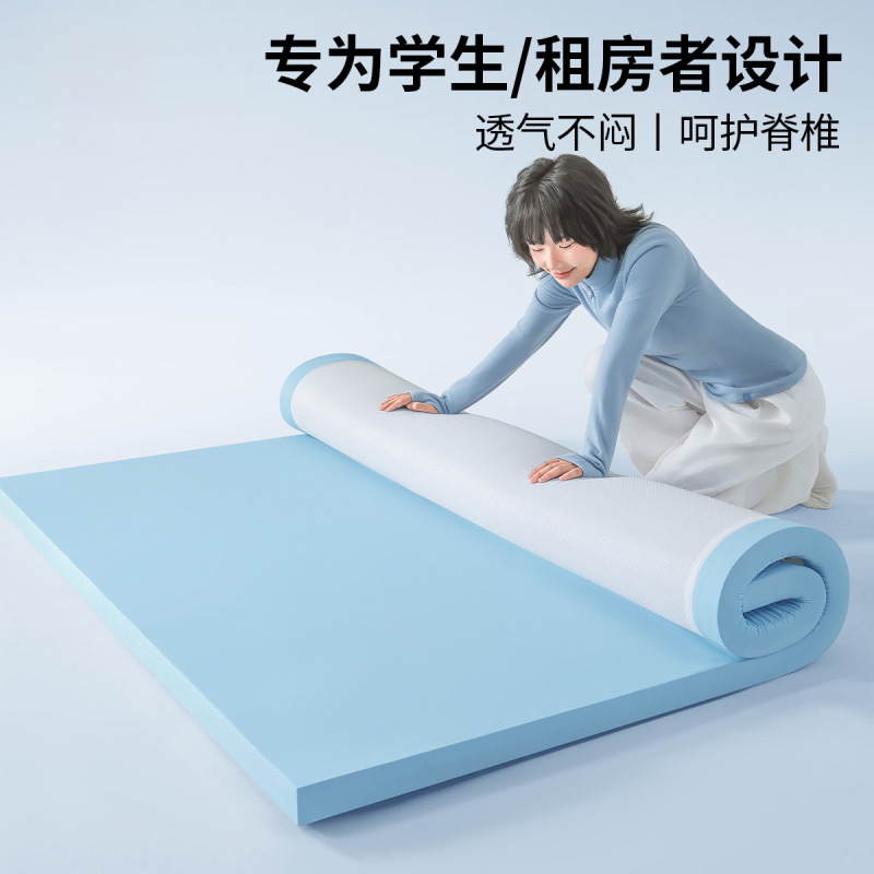 Small Blue Memory Foam Mattress for Student Dormitory, Soft Single Mattress, Special Mat for Rental Housing, Tatami Bed Pad
