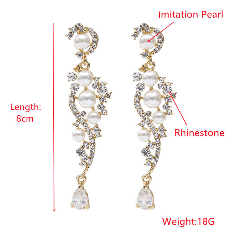 Boucles D&#39;oreilles Coréennes En Perles De Fleurs Cloutées De Diamants En Gros display picture 1
