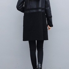 2024休闲冬季中长款中老年加绒加厚西装领两面穿宽松PU皮衣外套女