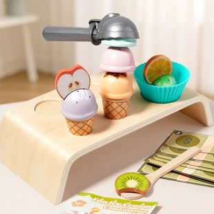 Деревянный игровой набор: фрукты и мороженое нарезка