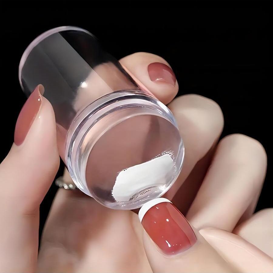 Internet celebrity manicure French nail style double-headed seal silicone cover sticker transparent headband steel plate template transfer tool