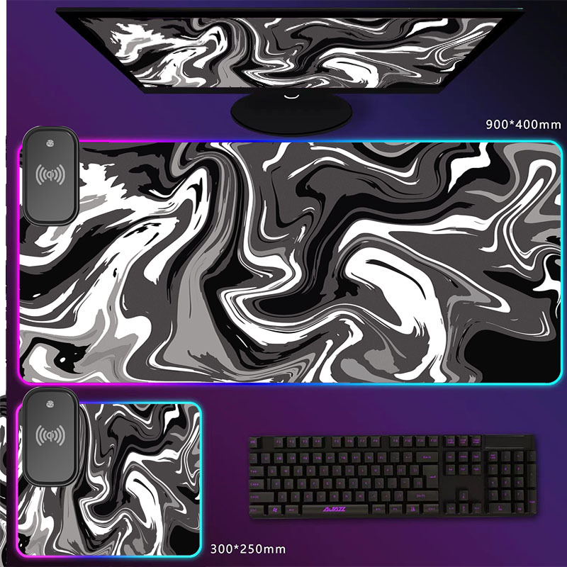 Transfronteriza al por mayor de fábrica nuevo patrón abstracto serie de carga inalámbrica mouse pad color mágico luminoso RGB mouse pad