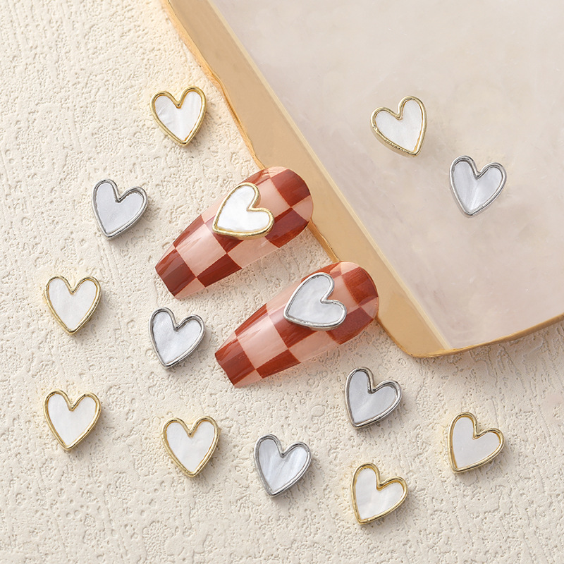 Online celebrity fritillary love jewelry nail metal edge covered Diamond Magic color shell stone 2022 new manicure accessories