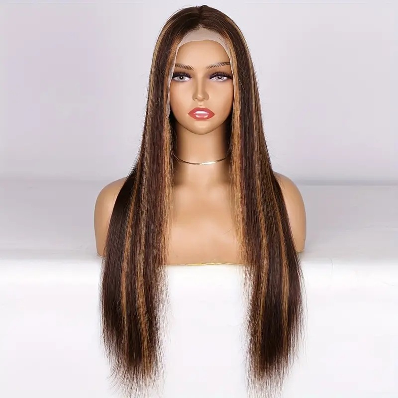 Synthetic Lace Front Wig Straight Hair Piano Colour Natural Look_voghion.com