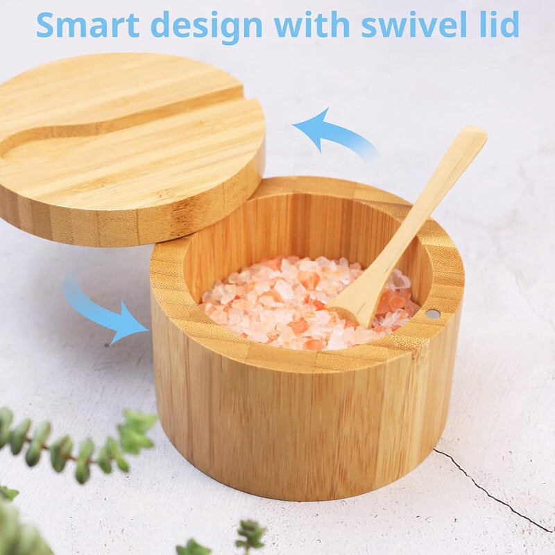 Cross-Border Hot-Selling Bamboo Salt Shaker Kitchen Seasoning Bottle Kitchen Supplies Round Bamboo Seasoning Box Spice Rack
