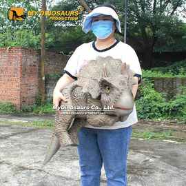 半自动手操发声三角龙软胶玩偶 仿真恐龙手偶模型 儿童玩具摆件