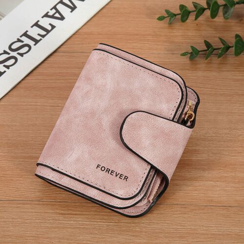 New Retro Matte Leather Women's Wallet Short Handle Multi-Card Slim Wallet Zipper Pocket Student Small Handbag