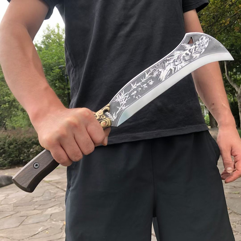 龙泉侠客堂浩然正气砍柴刀一体手柄不锈钢锻打农业镰刀户外作业