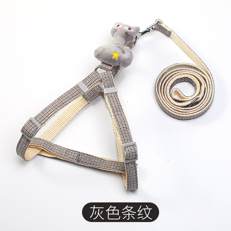 Perro cuerda de dibujos animados mascota cuerda de tracción pata de gallo gatito bordado gato pecho Correa perro cadena perro caminar cuerda en stock