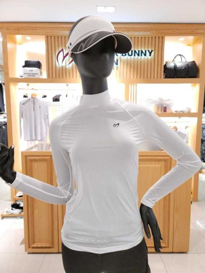 New Korean Golf Ladies Ice Silk Sun Protection Clothing Anti-Uv Fashion Slim Elastic Long Sleeve Clothing White