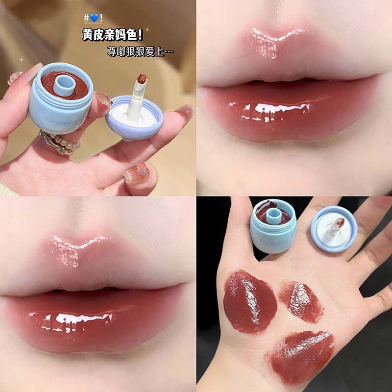 CAPPUVINI esmalte labial de agua de pino pequeño vidrio de espejo de labio de los estudiantes, esmalte labial sólido de la piel blanca de la fiesta