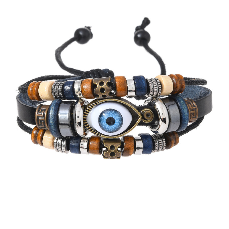 European and American Popular Hot-Selling Jewelry Retro Style Handmade Beaded Bracelet Creative Eye Decoration Adjustable Couple Jewelry