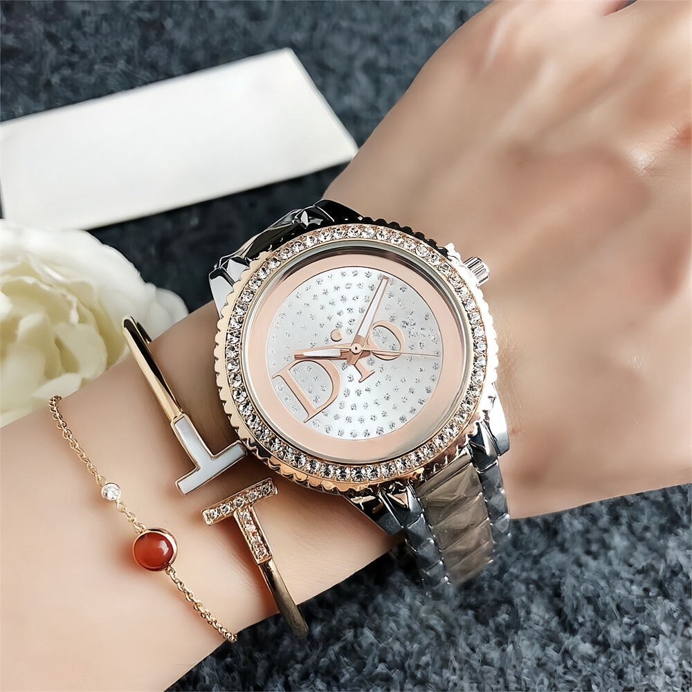 Korean Style Women's Watch Large Dial Diamond-encrusted Star Steel Band Women's Watch Fashion Fashion Student's Watch Fashion Watch
