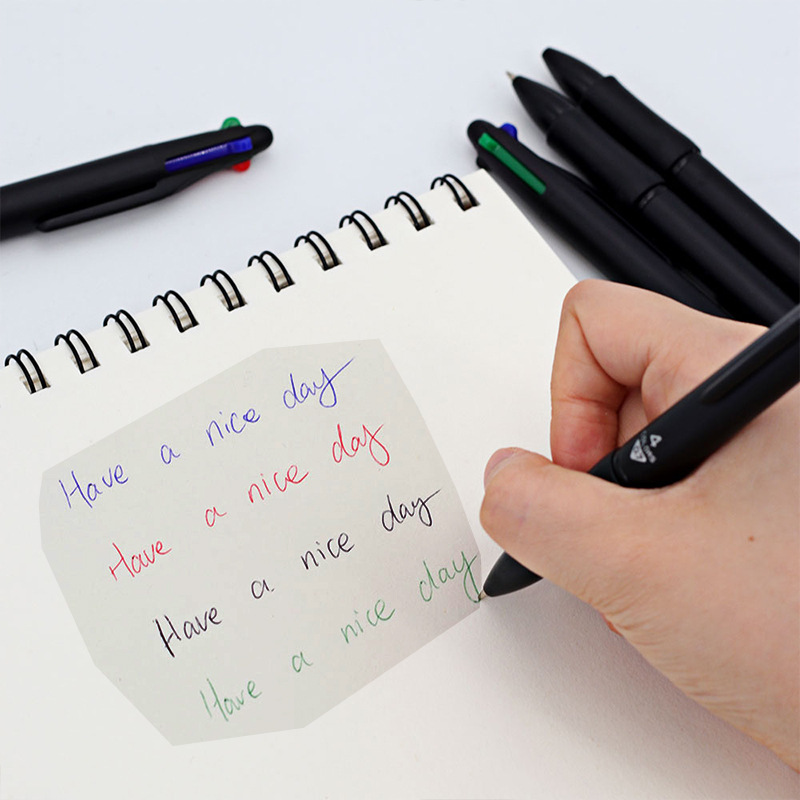 4 色プレスゲルペン油性ペン 0.7 ミリメートル赤、緑、黒、青 4 色オールインワン筆記文具ギフト卸売