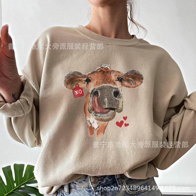 Cross-Border Independent Site Etsy Cow Valentine's Day Sweatshirt Farm Custom-Made Western Valentine's Day Sweatshirt Cross-Border Independent Site Etsy Cow Valentine's Day Sweatshirt Farm Custom-Made Western Valentine's Day Sweatshirt