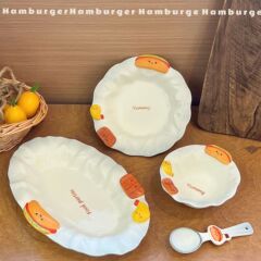 浮雕面包陶瓷餐具套装一人用高颜值家用饭碗盘马克杯甜品碟伴手礼