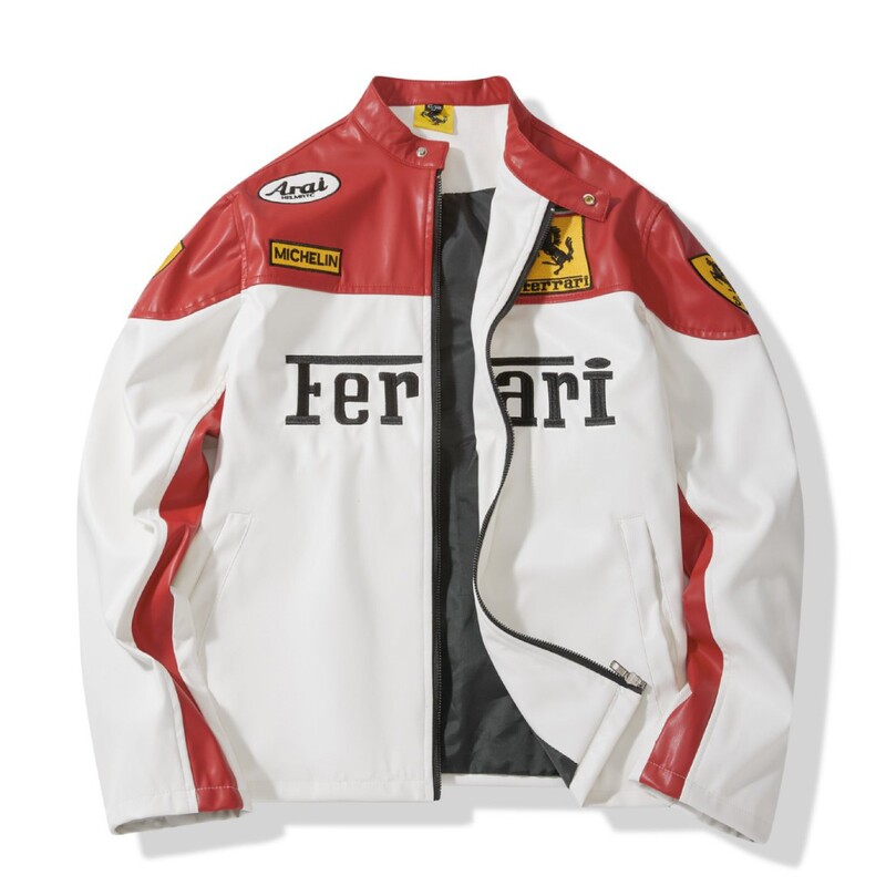 F1 Racing Suit Ferrari Jacket Men's and Women's American Pu Leather Motorcycle Cycling Suit Leather Jacket Jacket Customized New Style