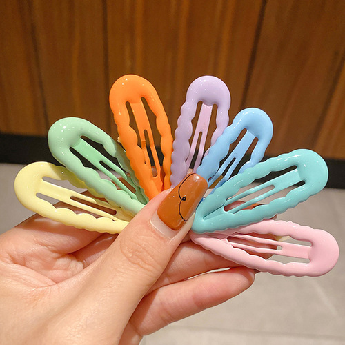 Simple and cute women's water drop oval hairpin side bangs broken hairpin colorful wavy hairpin hair accessories wholesale