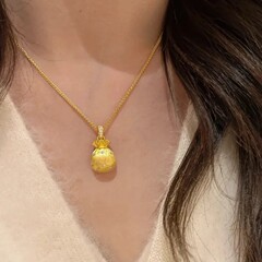 古代サンドゴールド象嵌ダイヤモンド起毛小さな福袋ペンダント多用途新しい中国風のライト高級ネックレス女性のフィリグリーマネーバッグ鎖骨