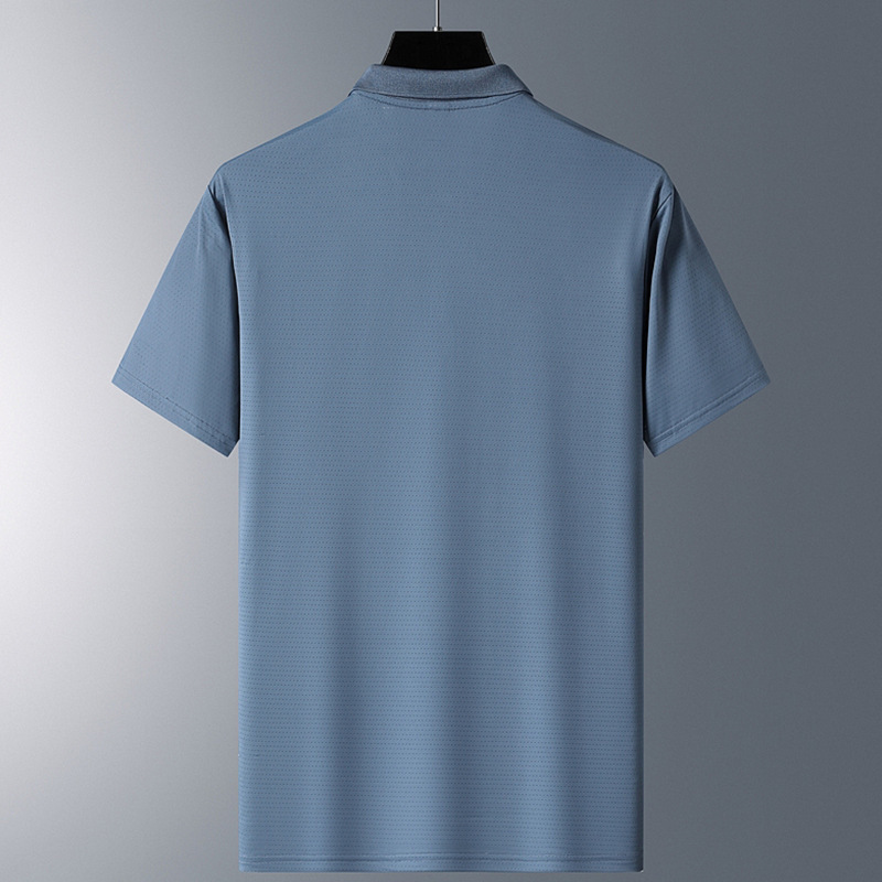 Camisa de polo de seda de hielo de los hombres de verano de seda de hielo camiseta de los hombres de moda de negocios solapa de los hombres más el tamaño de manga corta papá desgaste al por mayor