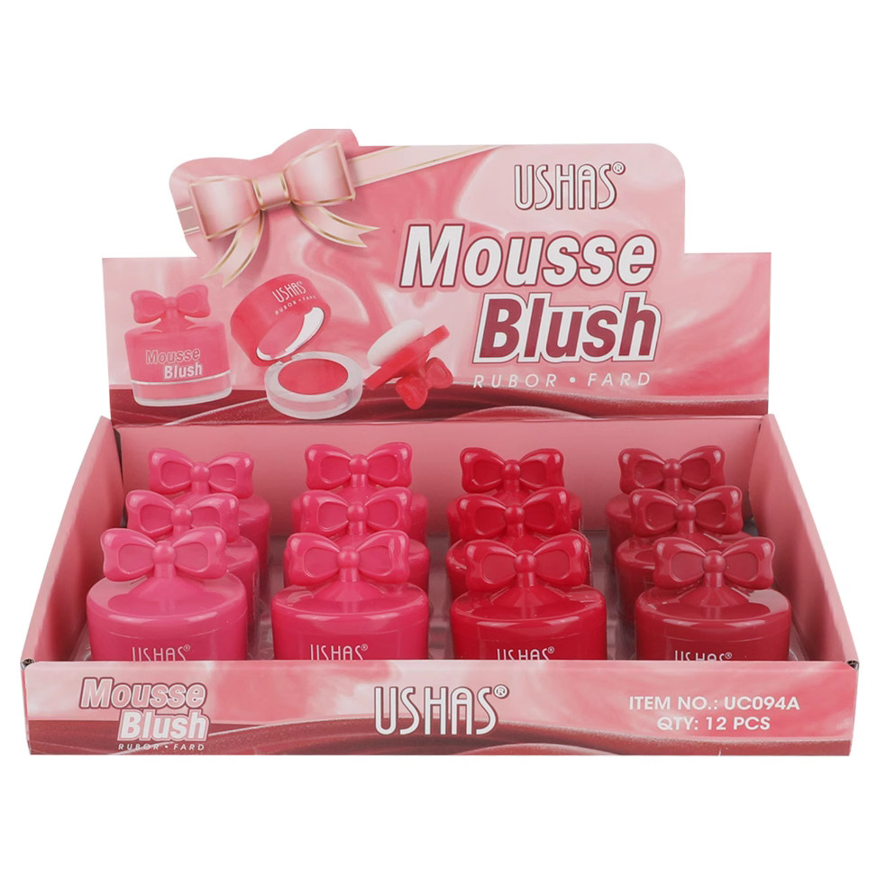 (Caja de presentación) Venta caliente transfronteriza de USHAS en Europa y América, lazo lindo, brillo sin maquillaje, rubor enlatado UC094