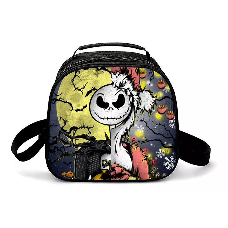 New Product for the Beginning of School Season Christmas Horror Night Pattern Printed Lunch Box Storage Meal Bag Satchel Portable Student Lunch Box