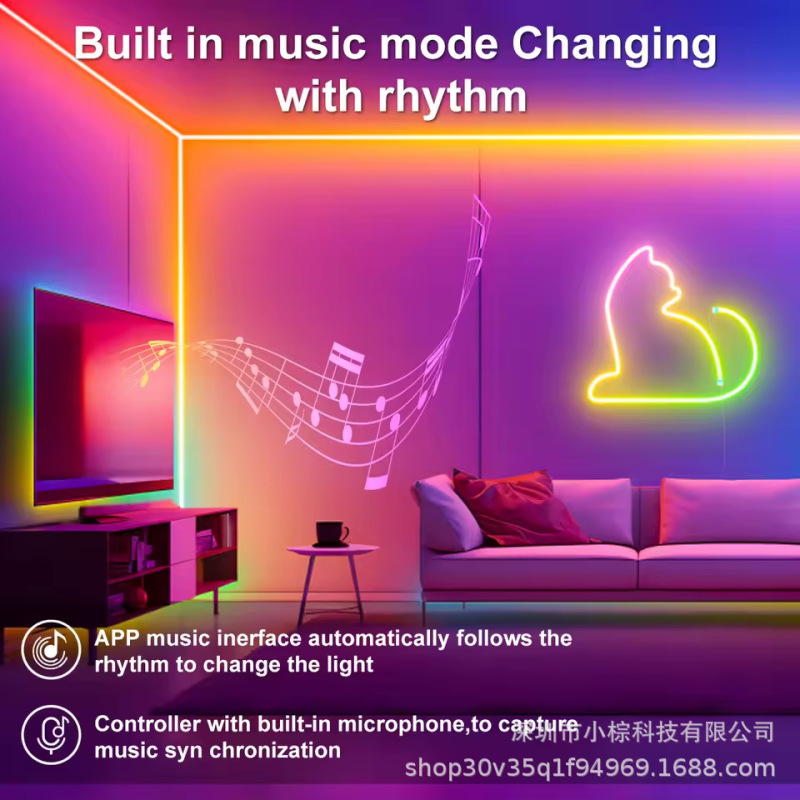 5V RGB ネオンライト USB 防水柔軟なテープネオンライト Bluetooth リモコン付き家の装飾用|undefined