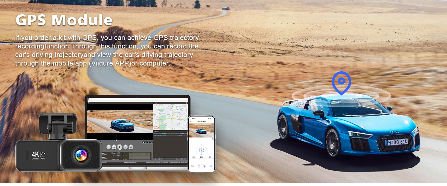 Cross-Border Car-Mounted Wifi Dash Cam 4K High-Definition Night Vision Wide-Angle Car Dvr Dual-Lens Gps Driving Trajectory