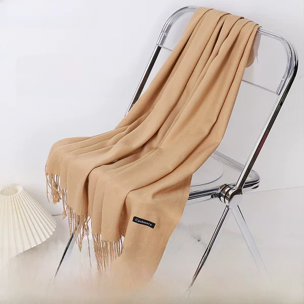 Autumn and winter a variety of solid color cashmere scarf women's monochrome thick warm tassel shawl scarf red scarf generation