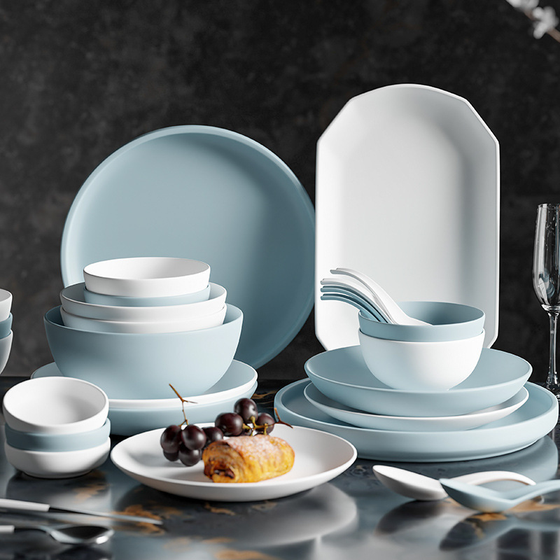 Factory simple bowl and dish set Nordic style small fresh tableware high-end hotel special plate couple housewarming gift Group Factory simple bowl and dish set Nordic style small fresh tableware high-end hotel special plate couple housewarming gift Group