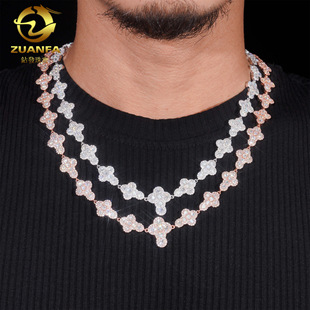 Diamond hair Europe and the United States new 12mm cross Cuban chain S925 silver full set moissanite hip hop fashion men's necklace GRA
