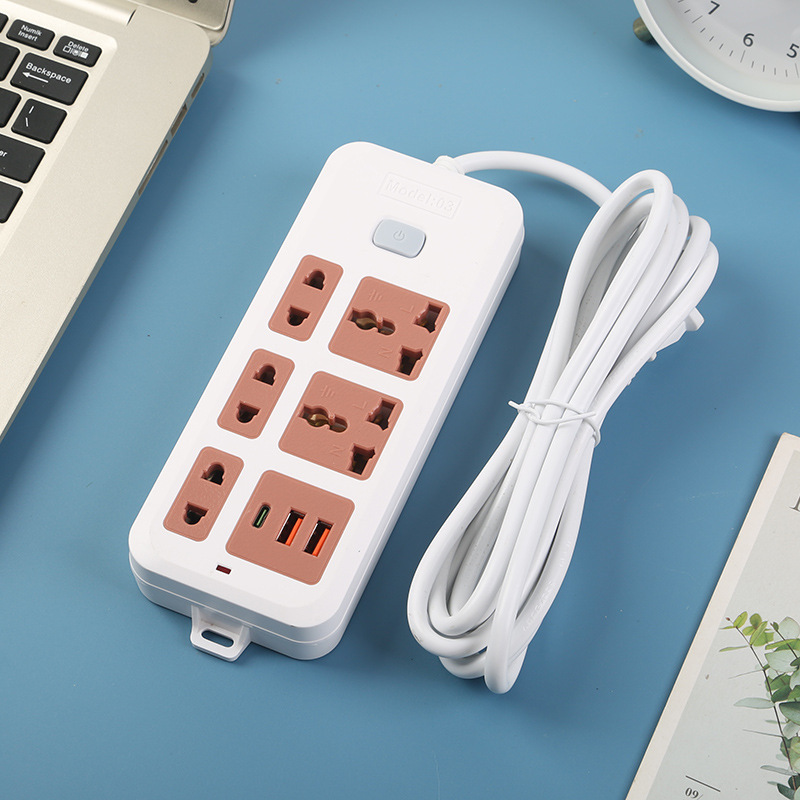 2USB + 1Type-C socket de escritorio estándar británico estándar europeo estándar americano color neutral bolsa de embalaje
