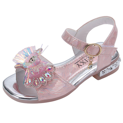 Factory direct supply of girls' sandals summer new 5 medium and large children's small high-heeled princess 12-year-old female students 8 dance shoes