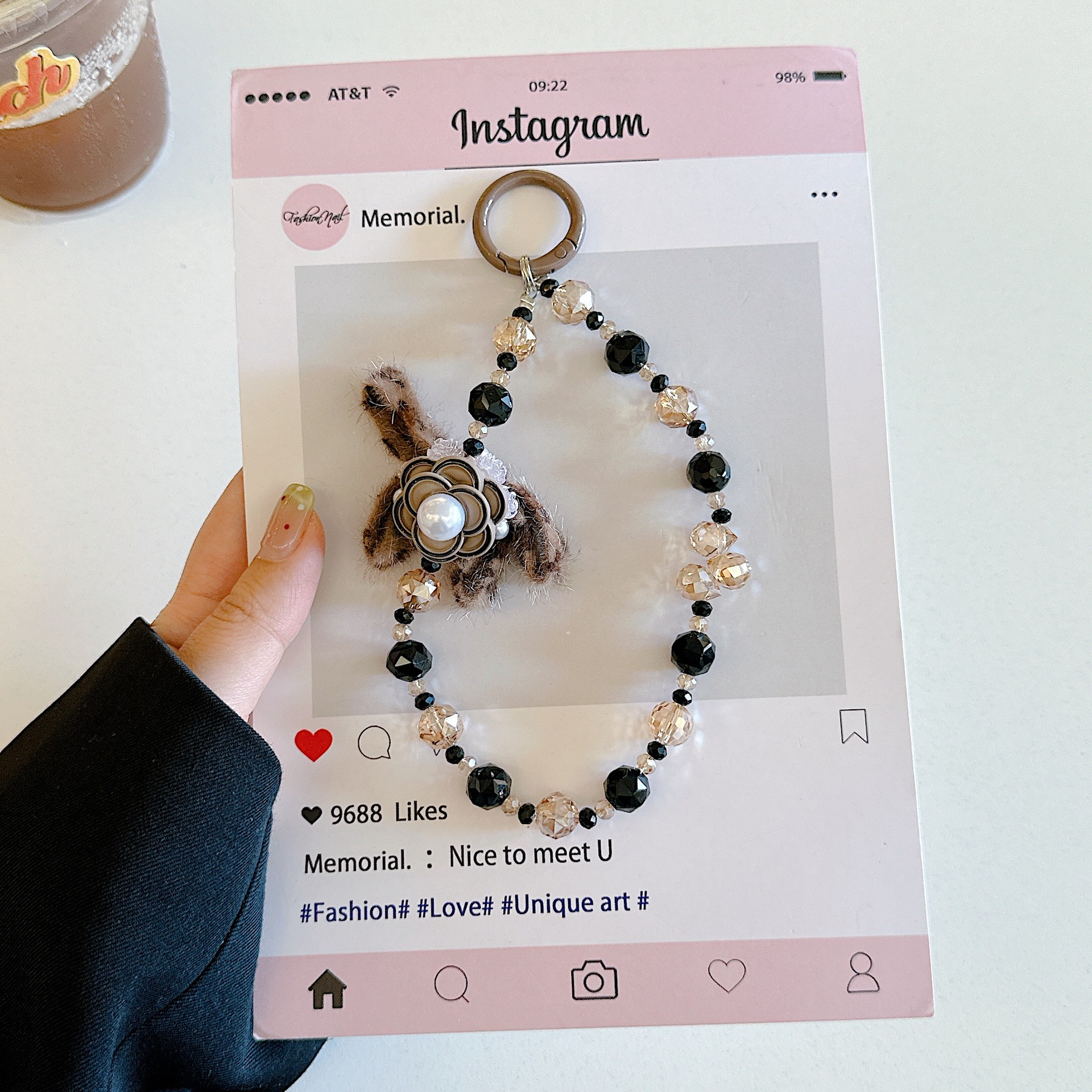 Cadena para colgar para teléfono móvil de alta gama hecha a mano de boutique, cadena para colgar para camelia de lujo ligero, cordón para teléfono móvil de moda, cadena corta/colgante