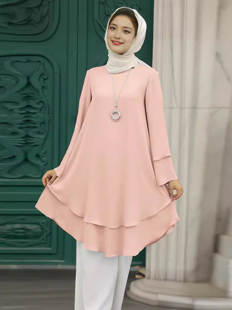 Spring elegant solid color long-sleeve