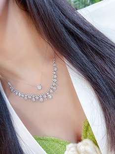 18K Gold Natural High-Quality High-End Jewelry 40 Points Four-Claw Single Diamond Necklace Jewelry Douyin Wholesale Agent