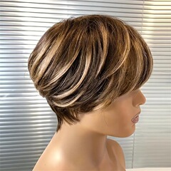 6インチPixie Wig for Women 6インチfull machine made wigリアルヘア