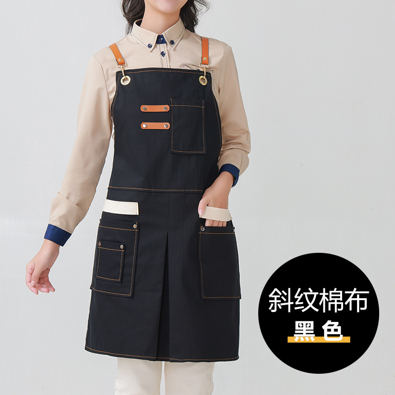 Delantal transfronterizo de algodón de sarga de Amazon, delantal de trabajo amarillo suave con abertura plegable y logotipo personalizado, venta al por mayor