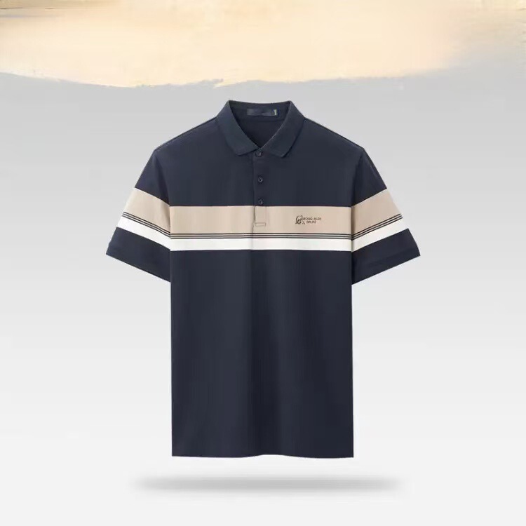 [Sea Brand Cut Label] Summer Cotton Short-sleeved POLO Shirt Men's Chinese Earth Contrast Embroidered Short-sleeved 2Y102A
