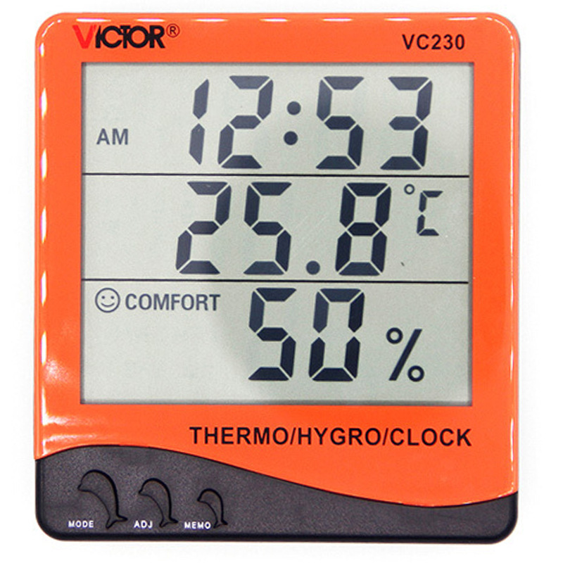 胜利仪器VC230温湿度计电子温湿度表家用多功能温度计干湿度计