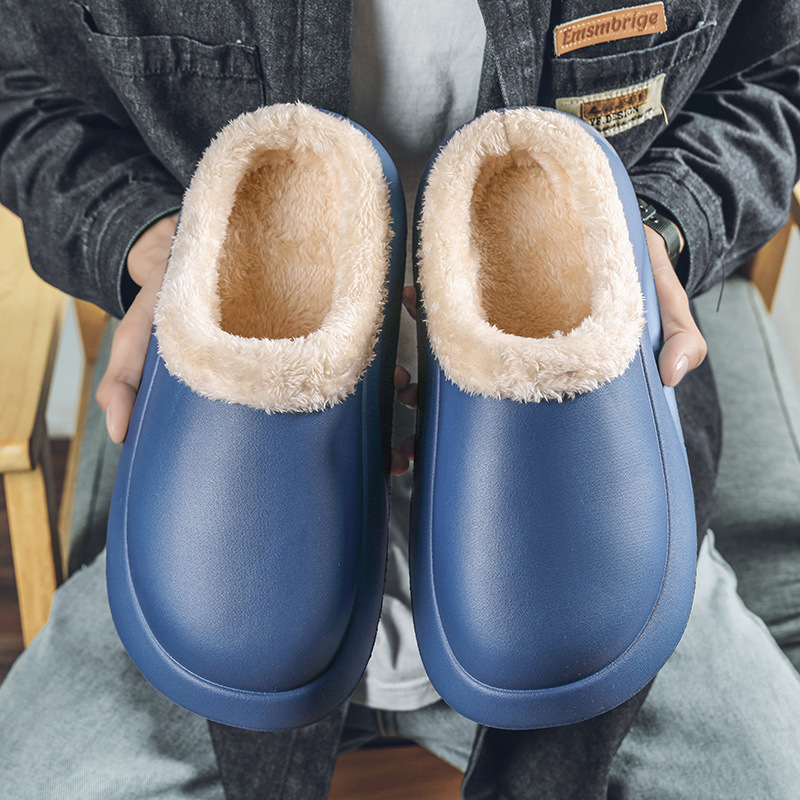 2024 nuevo trapeador de algodón casual para hombres de otoño e invierno en casa moda simple color sólido más terciopelo trapeador Baotou zapatos de algodón para hombres