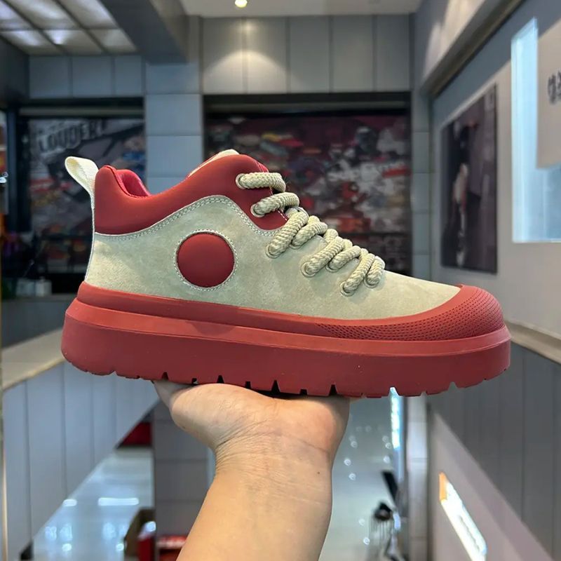 High-Top Shoes for Men 2025 New Breathable Canvas Shoes for Men Lace-Up Thick-Soled Sports and Leisure Sneakers for Men Retro Work Shoes