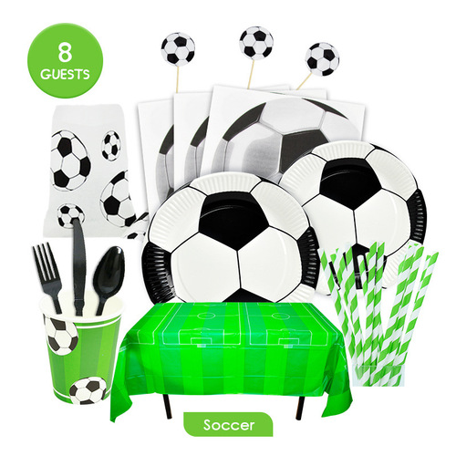 Football themed birthday party supplies boys decoration arrangement set disposable tableware paper plates paper cups tablecloths