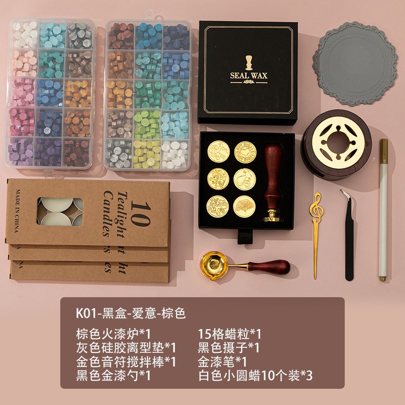 Nuevo macaron fuego pintura cera grano horno sello mano cuenta Día de San Valentín cumpleaños regalo fuego pintura sello conjunto completo al por mayor