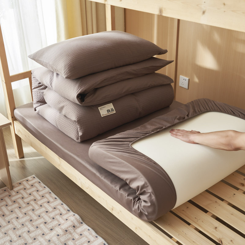 Juego de cama de dormitorio de estudiantes de gofrage de algodón puro de tres piezas 2025 nuevo verano sábana simple ropa de cama