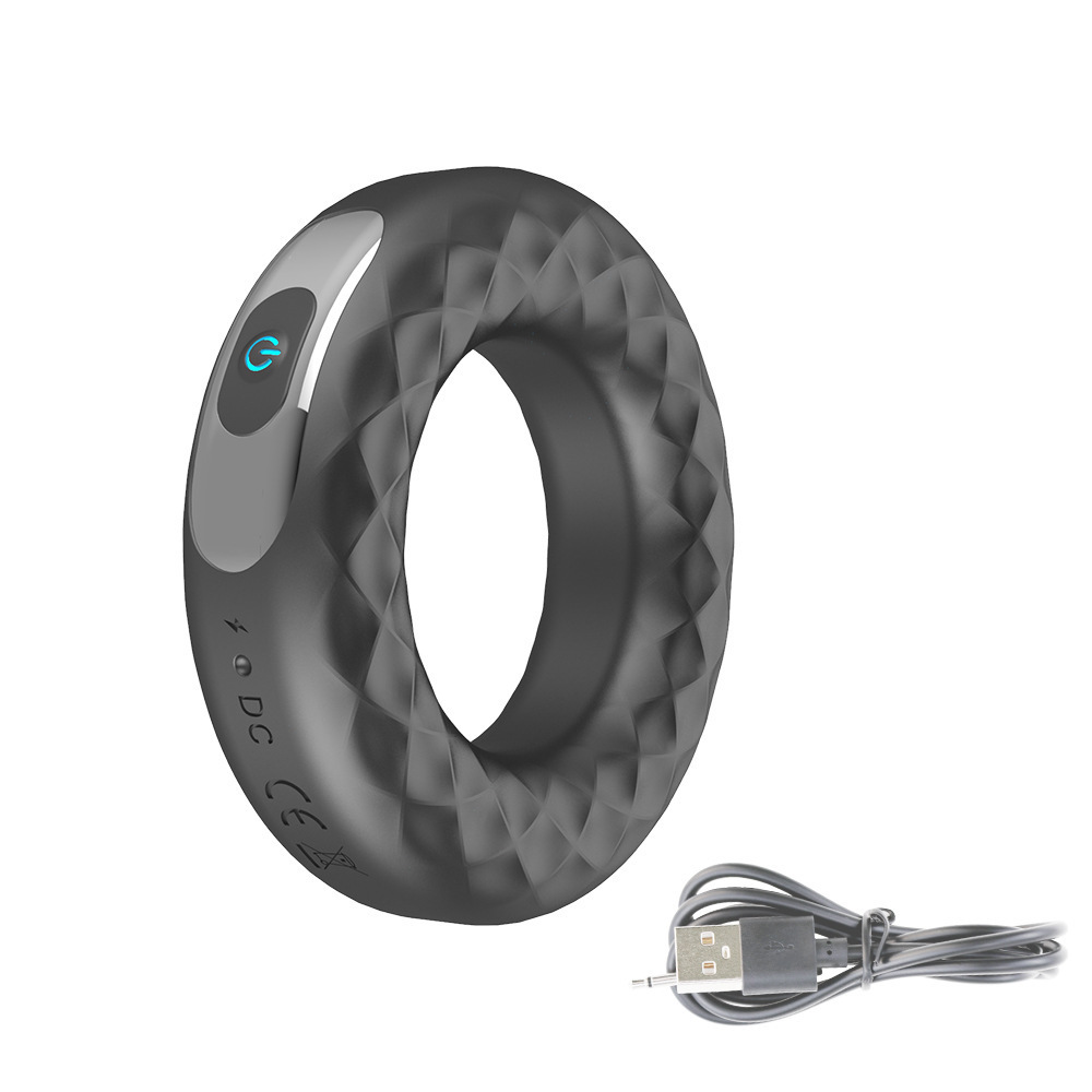 Rechargeable Vibrating Silicone Lock Ring, 10-Frequency Delay Cock Ring with Button Control — detail image 7
