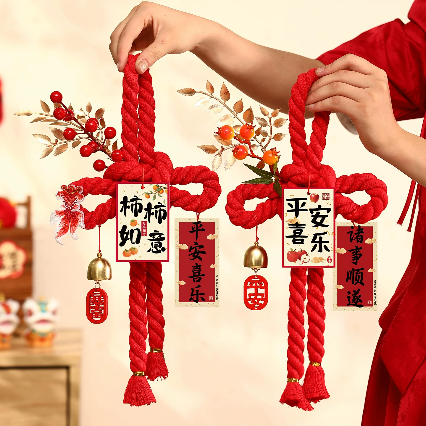Chinese Knot New Year's Knot Pendant Year of the Horse Entrance Door Pendant Chinese New Year Spring Festival Atmosphere Scene Decor Supplies